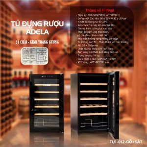 Tủ ướp rượu vang ADELA 24 chai giá gỗ kết hợp giá kim loại